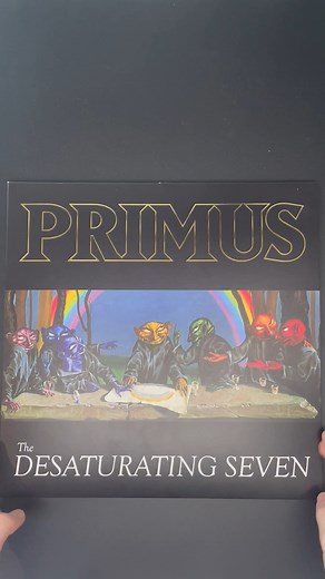 Now available for pre-order: Primus 'The Desaturating Seven' Seventh Anniversary Edition. This limited edition LP comes in a gold-foil stamped jacket and is pressed on "Midnight Rainbow" vinyl. Order your copy at Club Bastardo while supplies last, ahead of its release on June 14. www.clubbastardo.com | Primus