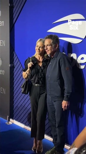Date night for Ben Stiller & Christine Taylor! Iconic duo at US Open 🖤 #shorts