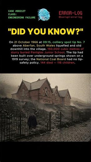 CASE 2127 - Wales (1966) The morning a hillside slid onto a school #horror #truestory #disaster