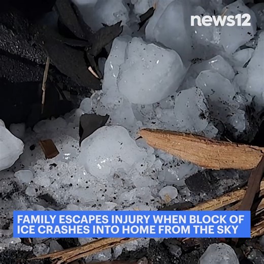 18K views · 51 reactions | ICYMI: A #Paterson family had a scare from the air when a massive chunk of ice crashed into their home from the sky. - MORE: https://bit.ly/4ees1OC | News 12 New Jersey | Facebook