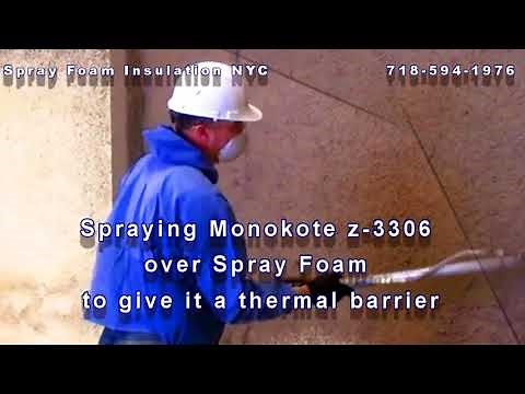 NYC: spraying monokote z-3306 over spray foam to give it a thermal barrier