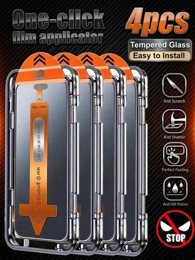 4pcs Anti-Peeping Privacy Screen Protector, Compatible With IPhone 17e/17 Pro Max/17 Pro/17 Air/17/16 Pro Max/16 Pro/16 Plus/16/15 Pro Max/15 Pro/15 Plus/15/14/13/12 And Other Models | SHEIN