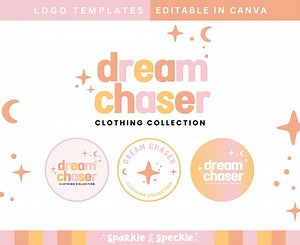 Stars and Moon Logo Template Canva: DIY Shop Logo Bundle (digital Download) -- DC01 Sparkle & Speckle - Etsy
