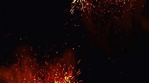 Realistic fire flame on black background.