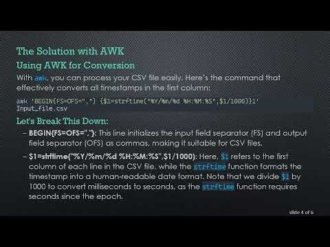Convert Unix Timestamps to Human-Readable Dates in CSV Files Using AWK