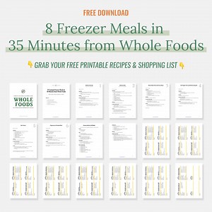 8 Freezer Meals with Simple Ingredients from Whole Foods... You're too busy to cook dinner every night. I have five kids - I get it. That's why I created this FREE printable with recipes and shopping list for my favorite freezer meals using super simple ingredients found at Whole Foods. Take advantage of bulk deals and simply combine meat and vegetables to create delicious meals that can be frozen for months! Click to download your FREE RECIPES with 10 recipes (and step-by-step directions)! | Th