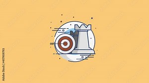 Cool animated chess with archery target and shotting arrow in target. Strategy concept. Sport icon. Shape animation. Vector animation.