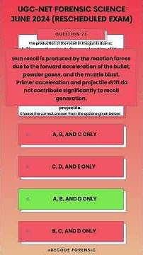 UGC NET Forensic Science June 2024 (Rescheduled Exam) PYQ (Q 71-75)| Simple Explanations #ugcnet2025