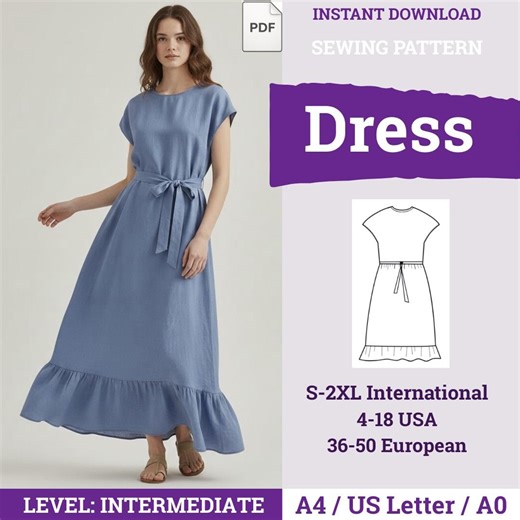 Dress Sewing Pattern | Plus Size Loose Dress Pattern | Loose Maxi Dress Pattern | Easy Dress Pattern | Maxi Dress Sewing | Dress Pattern - Etsy