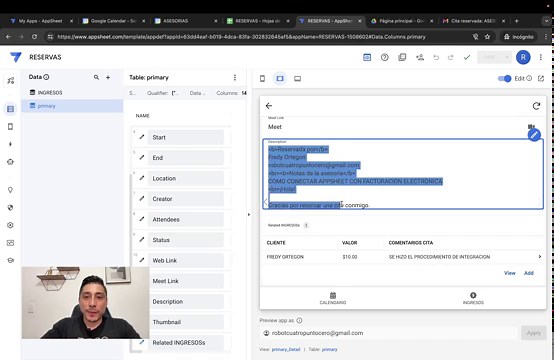 Permite que tus Clientes Reserven con Google Calendar y gestiona con AppSheet