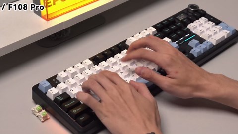 EPOMAKER TH108 Full Size Mechanical Keyboard, Wireless Gaming Keyboard with 8000mAh Battery, Creamy Gasket, 108 Keys, Hot Swap, Custom Driver, RGB Backlight (Blue&White, Sea Salt Silent)