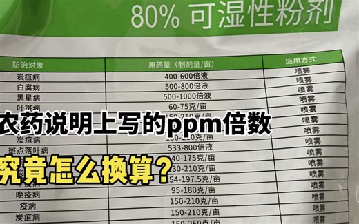 农药说明上写的ppm倍数究竟该怎样换算？