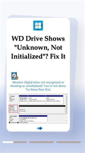 💾 Disk 1 Unknown & Not Initialized? Fix It Without Losing Your Data!#windowstips #techfix