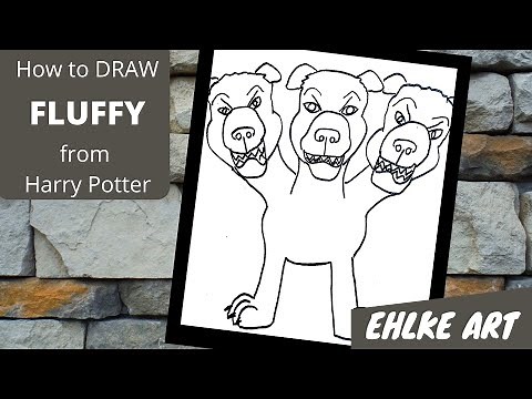 How to DRAW a 3 HEADED DOG - FLUFFY from Harry Potter