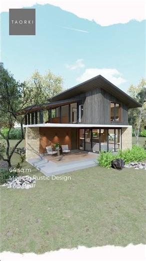 Small House Tour I Two Bedroom 64 sq.m Modern Rustic Design Split Level House #architecture