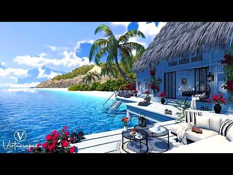Maldives Beach House | Day & Sunset Ambience | Ocean Waves & Tropical Nature Sounds