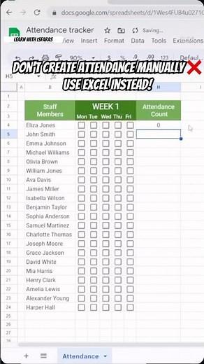 Create Attendance Tracker in Excel in Just 5 Minutes ⚡