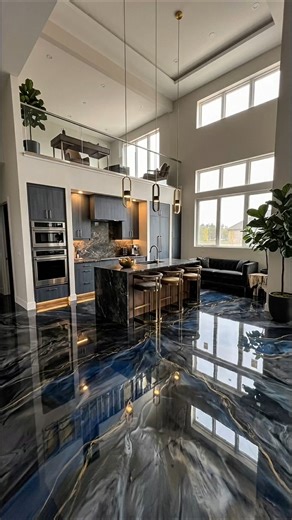 Luxury Kitchen Epoxy Floor Transformation That's Actually Insane #Makeover #Design #Shorts