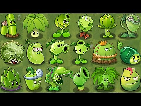 (Plants vs Zombies 2) All GREEN Plants Power-Up! vs ZomPlant vs ZomBotany vs Gargantuar PVZ2