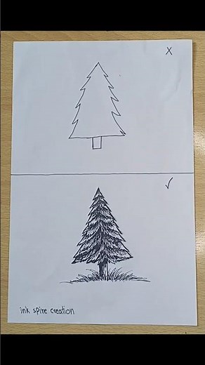How to draw a pine tree / easy drawing for beginners #inkspirecreation #shorts #viral #foryou