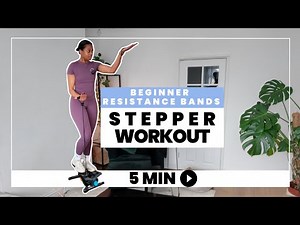 5-Minute Beginner Mini Stepper Workout w/Resistance Bands | Low Impact Cardio at Home