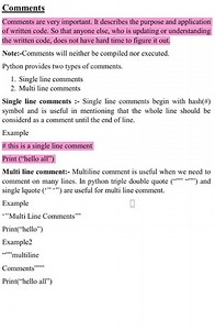 Comments in python with Example #coding #programming #pythonprogramming #tech #interviewque #html