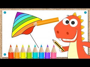Learn with Eddie how to Color a Kite 🎨 Eddie the Dinosaur Draws and Colors