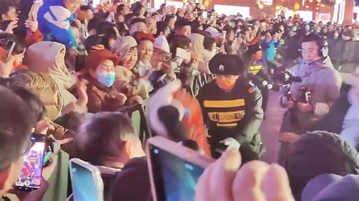 Moment humanoid robot goes haywire close to crowd