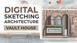 Architectural Concept: Digital Sketch of a Vaulted House in Photoshop