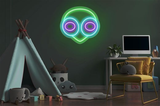 Big Eyed Alien Neon Sign, Cute Alien LED Sign, Light up Sign, Kids Room Decor, Home Wall Decor, Children Christmas Gift, Room Wall Art - Etsy