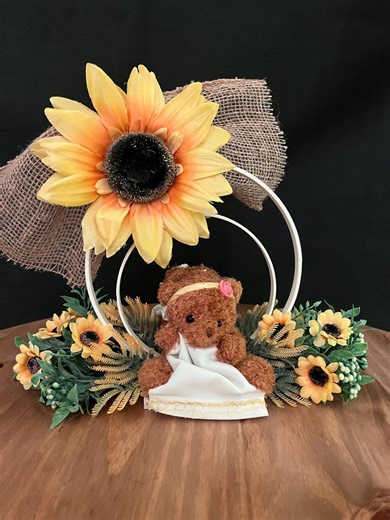 Sunflower Teddy Bear Centerpiece – Rustic Baby Shower Table Decor – Woodland Nursery Shelf Decor – Baby Room Accent - Etsy