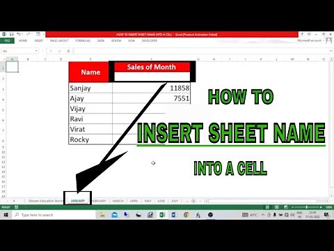 HOW TO INSERT SHEET NAME INTO A CELL | Formula To Insert Sheet Name in Excel | Get Sheet Name Excel.