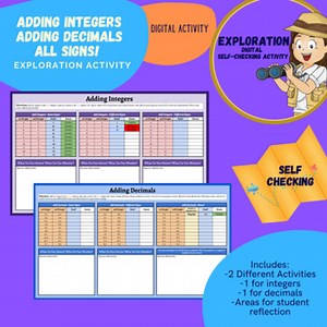 Adding Integers and Adding Decimals Digital Activity and Reflection