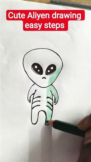 ALIEN drawing easy steps for beginners #drawing #artscraft #art #shortsvideo #shorts #viralshort