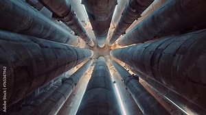 The interior of the grain silo is a labyrinth of columns and corridors all designed to maximize storage space and protect the grains from external factors. Stock Video