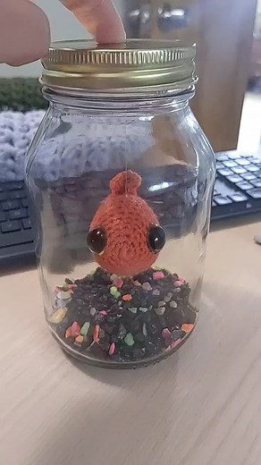 Blub. #crochet #smallbusiness #peach #fish #fishtank #pets
