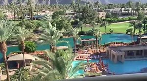 We just arrived at the Renaissance Indian Wells Resort & Spa and the view from our room is gorgeous! It's a bit windy, but the temperature couldn't be more perfect! #RenIW #roadtoRenIW | Family Review Guide