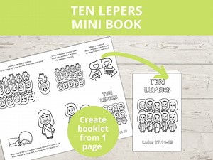 Ten Lepers, Sunday School Craft, Jesus Heals, Printable Mini Book, Jesus Miracles, New Testament Bible Story, Homeschool Activity - Etsy