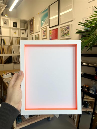 White Wood Box Frame With Neon Orange Slip • Thin Picture Frame - Etsy