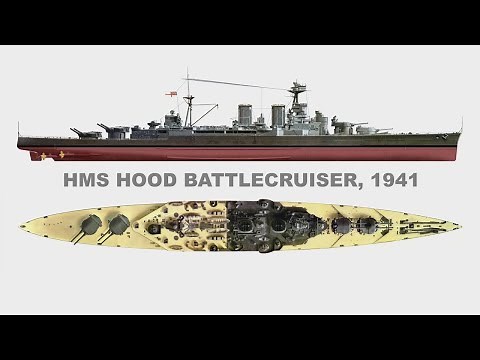 Overview of the battlecruiser HMS Hood (British Royal Navy, March 1941)