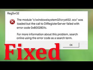 How To Fix Error Code 0x8002801c While Calling To Dllregisterserver On Windows 10/8/7/8.1