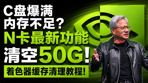 C盘爆满内存不足？N卡最新功能清空50G！着色器缓存清理教程！