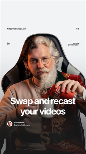 MATTIA GREGORONI | Websites, Brand Identity, AI on Instagram: "Comment “SWAP” and I’ll send you the link to this insane tool that lets you recast or change your location with a single click! 😮🎅🏻 It definitely caught my curiosity and I’ve already tested it multiple times, here some examples 🔁👨🏻‍💼💁🏼‍♀️ What do you think? 🤯 Let me know in the comments 👇🏻 Save this post for later! 🚀 I’ll be sharing more daily! ⚡️ . #invideo #aimodels #nanobanana"