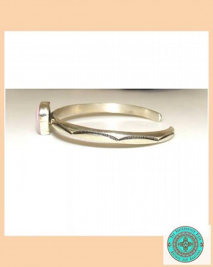 Navajo Pink Conch Heart Bracelet Stacker Sterling Silver Cuff G. Jones