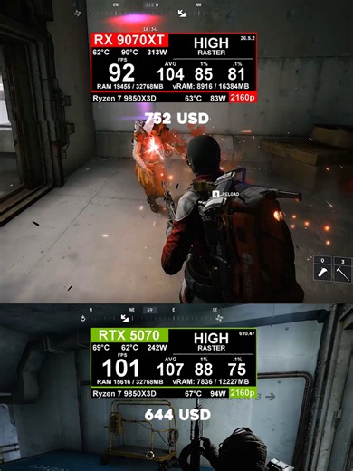 9070XT vs 5070 at 4K raster performance #fpstest #raster #arcraiders #4kgaming #9070XT