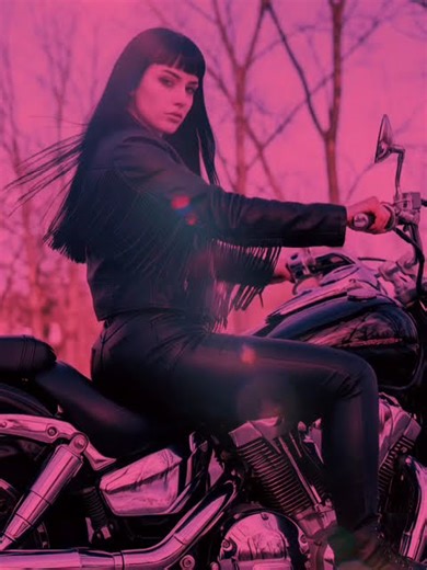 Girl on a motorcycle #leatherjacket
