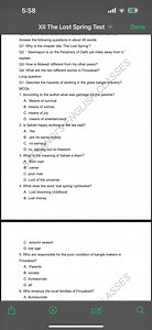 5:58(364)XII The Lost Spring TestDoneAnswer the following ... | Filo