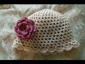How to crochet a hat or beanie with a shell, scallop edge