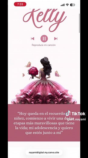Invitación digital para quince años en rosa – plantilla sencilla