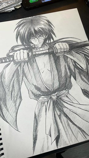 緋村剣心のアートと描画の瞬間